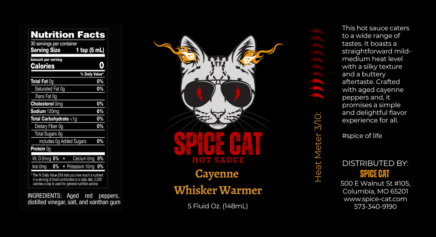 CAYENNE WHISKER WARMER -Spice Cat Hot Sauce